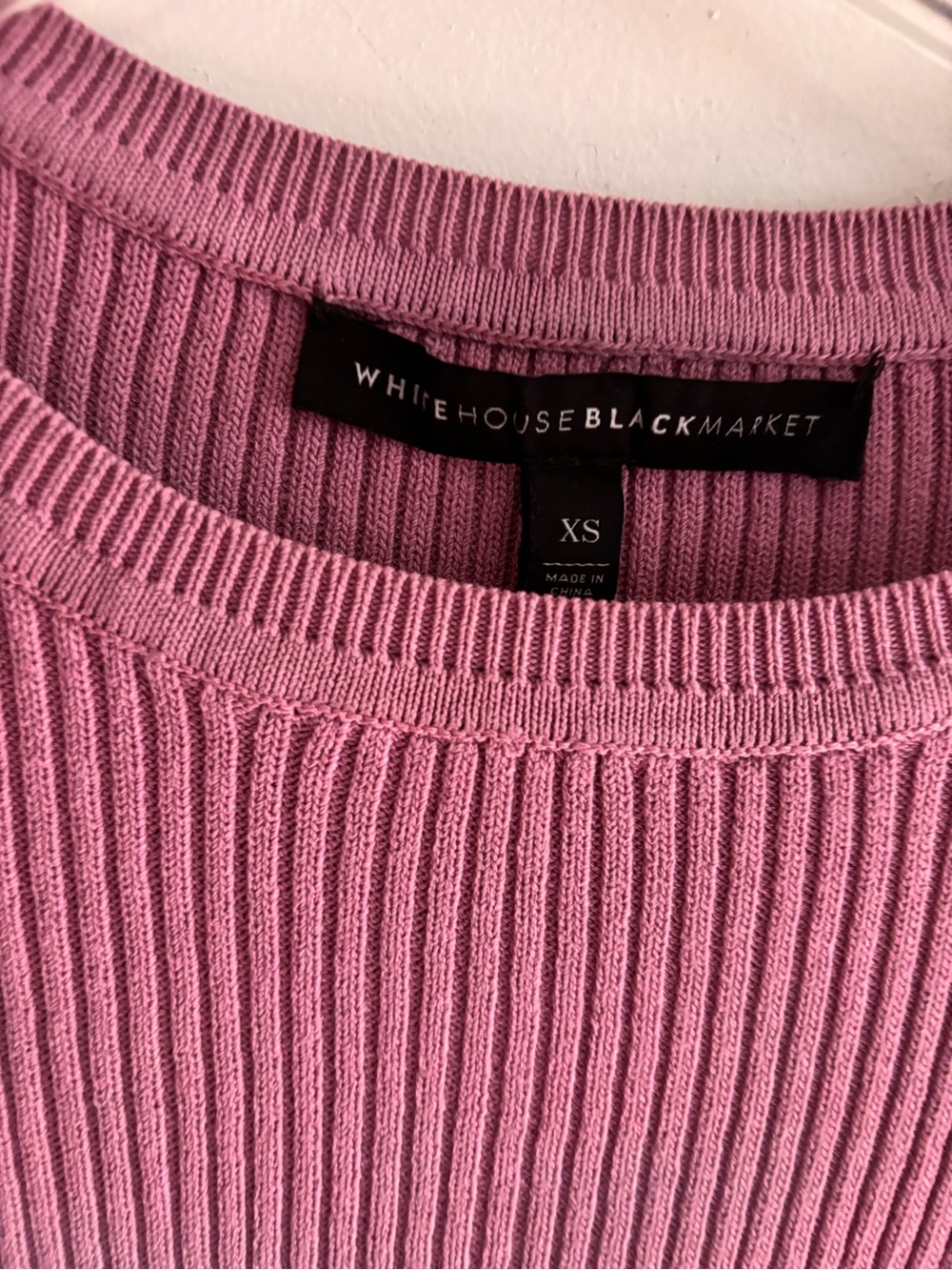 White House Black Market Ribbed Crewneck Sweater - Dusty Rose